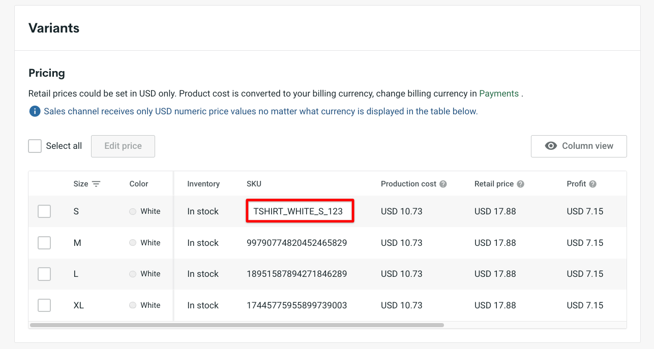 How can I set my own custom SKU numbers? – Printify