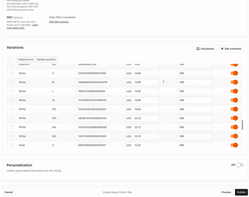 How can I combine multiple products into a single listing on Etsy