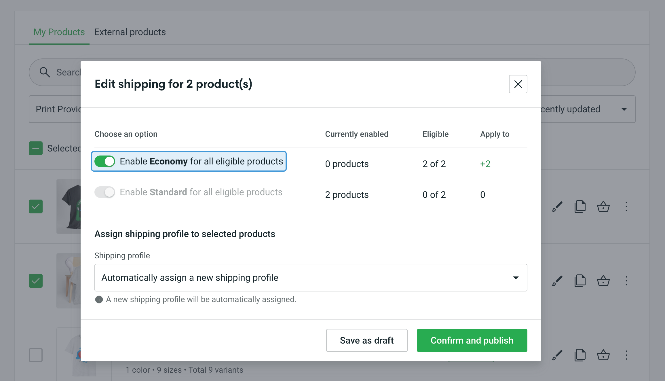 How can I publish the Printify shipping rates to Shopify? Printify