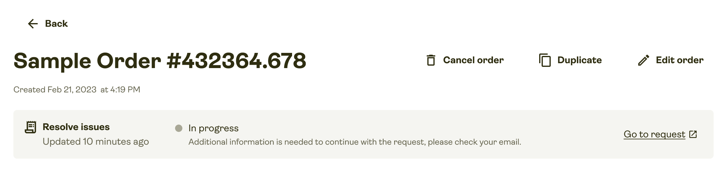 Support request status update.