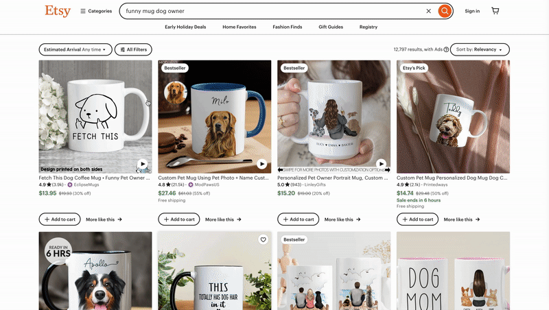 Delivery filters can be adjusted on the left side filter bar.