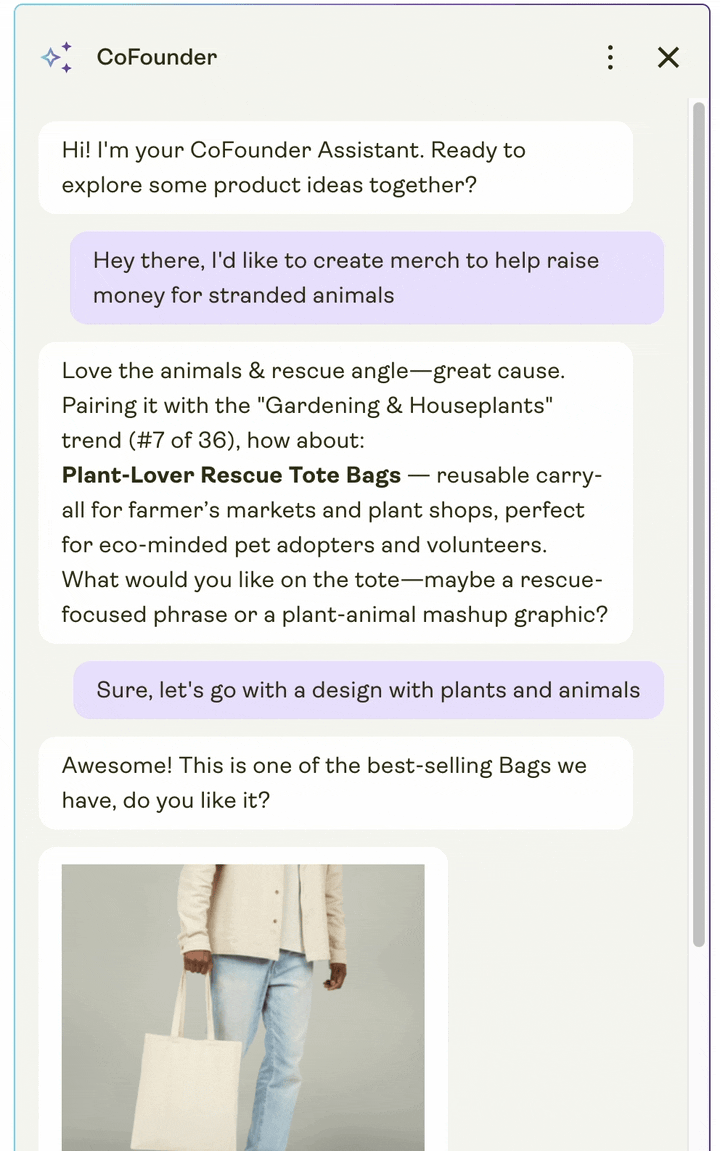 CoFounder conversation showcase.