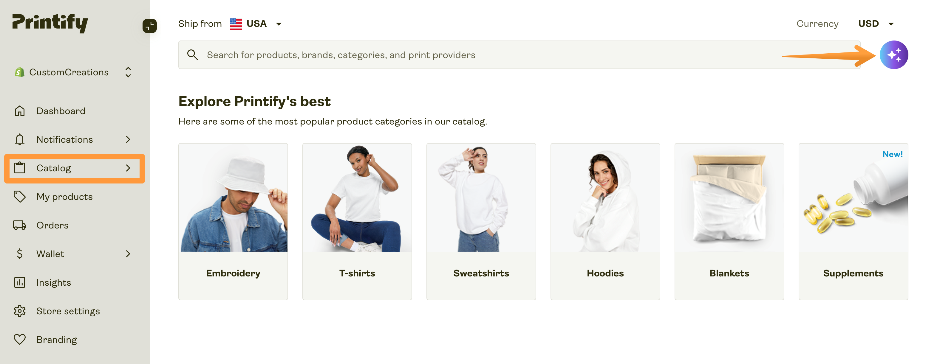 CoFounder icon on the top-right section of the Catalog.