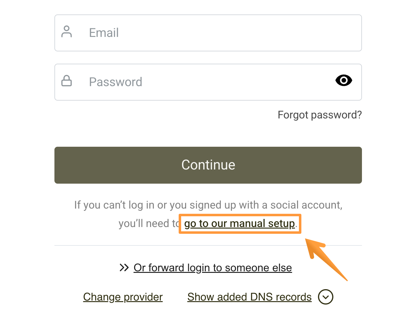 "go to our manual setup" button during the connection process.