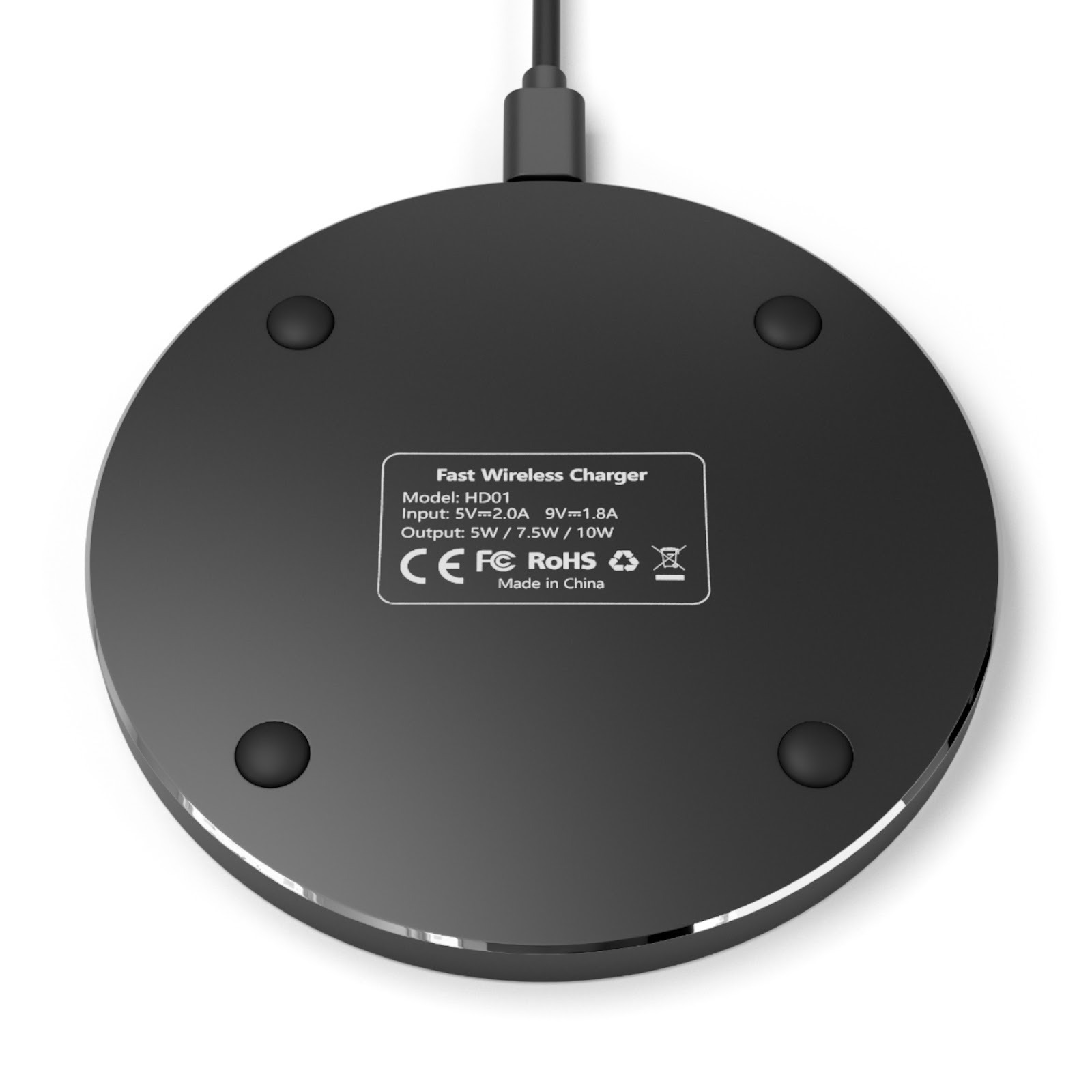 Image of Wireless Charger safety markings.