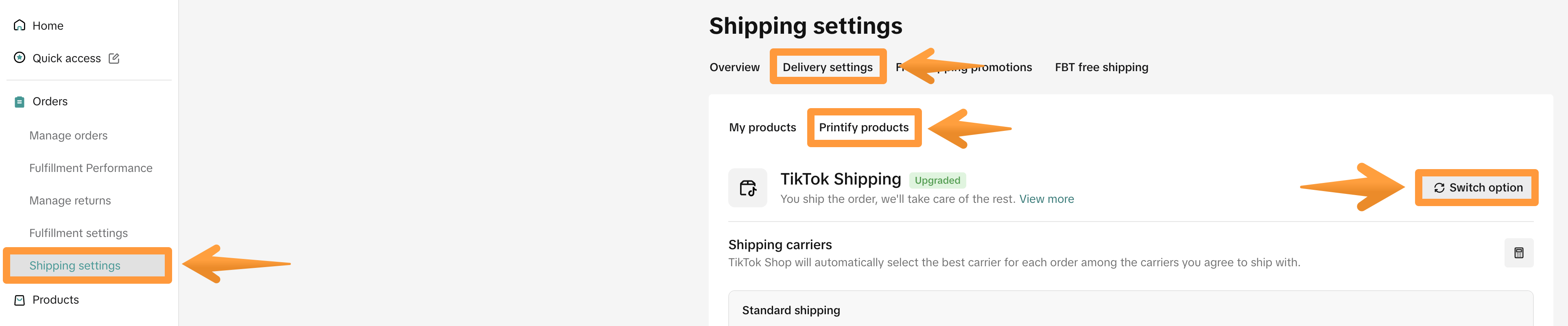 TikTok Shipping settings