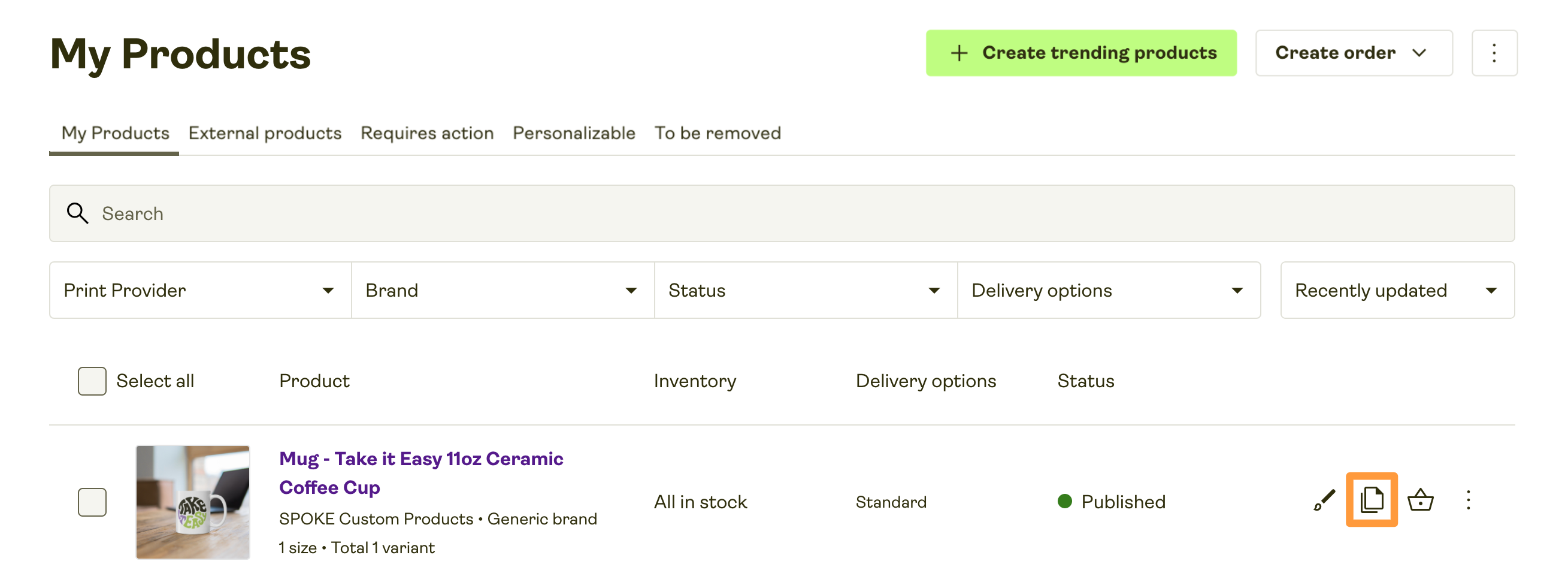 Create a duplicate product.
