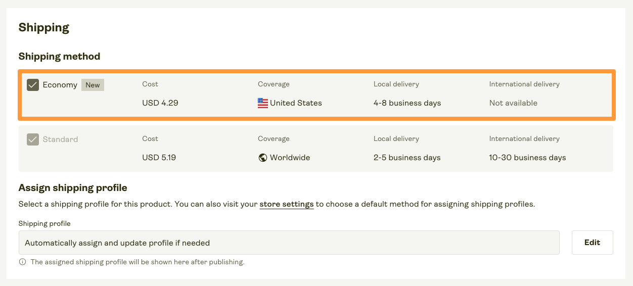 Enanle Economy Shipping.