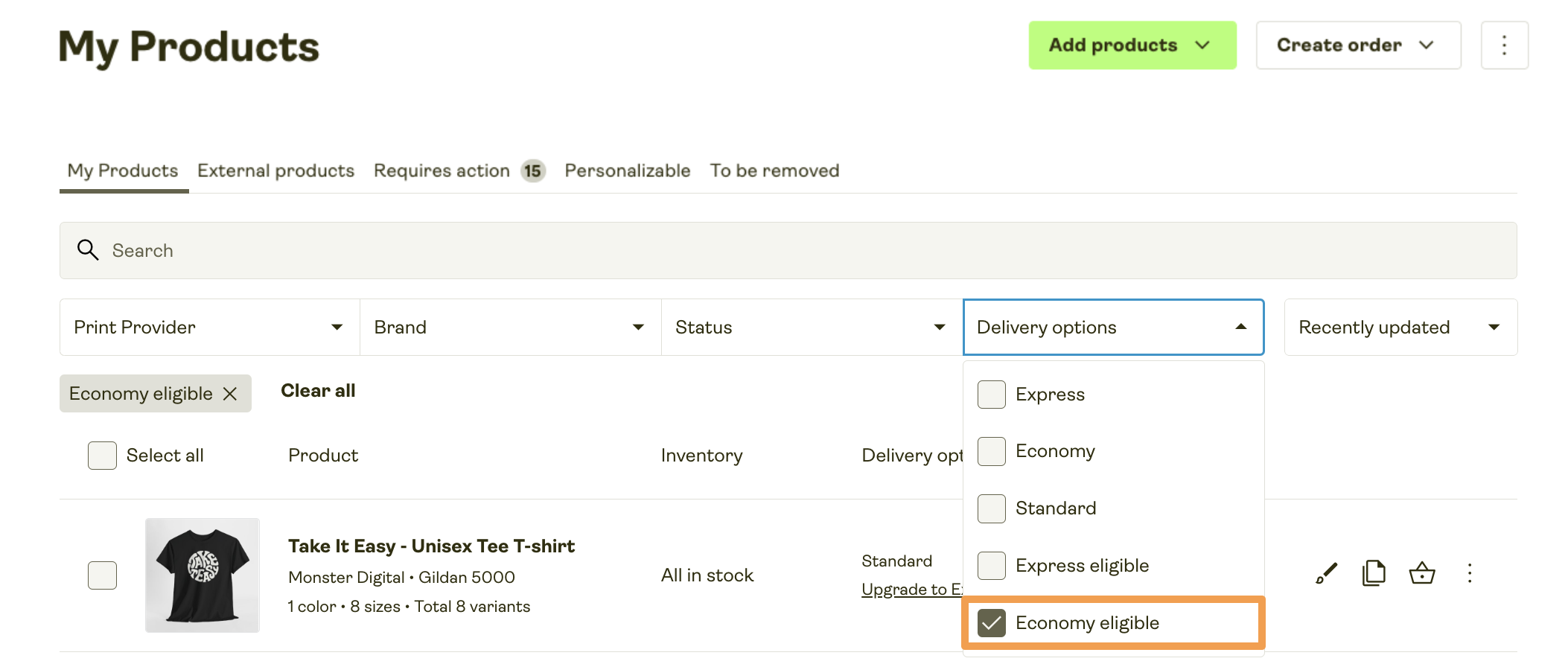 Filter eligible products.