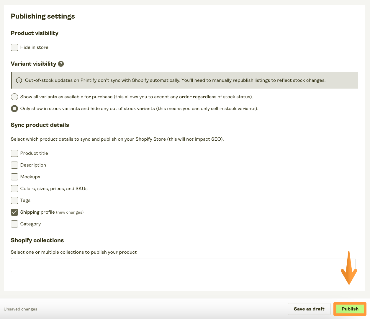 Publish the changes.