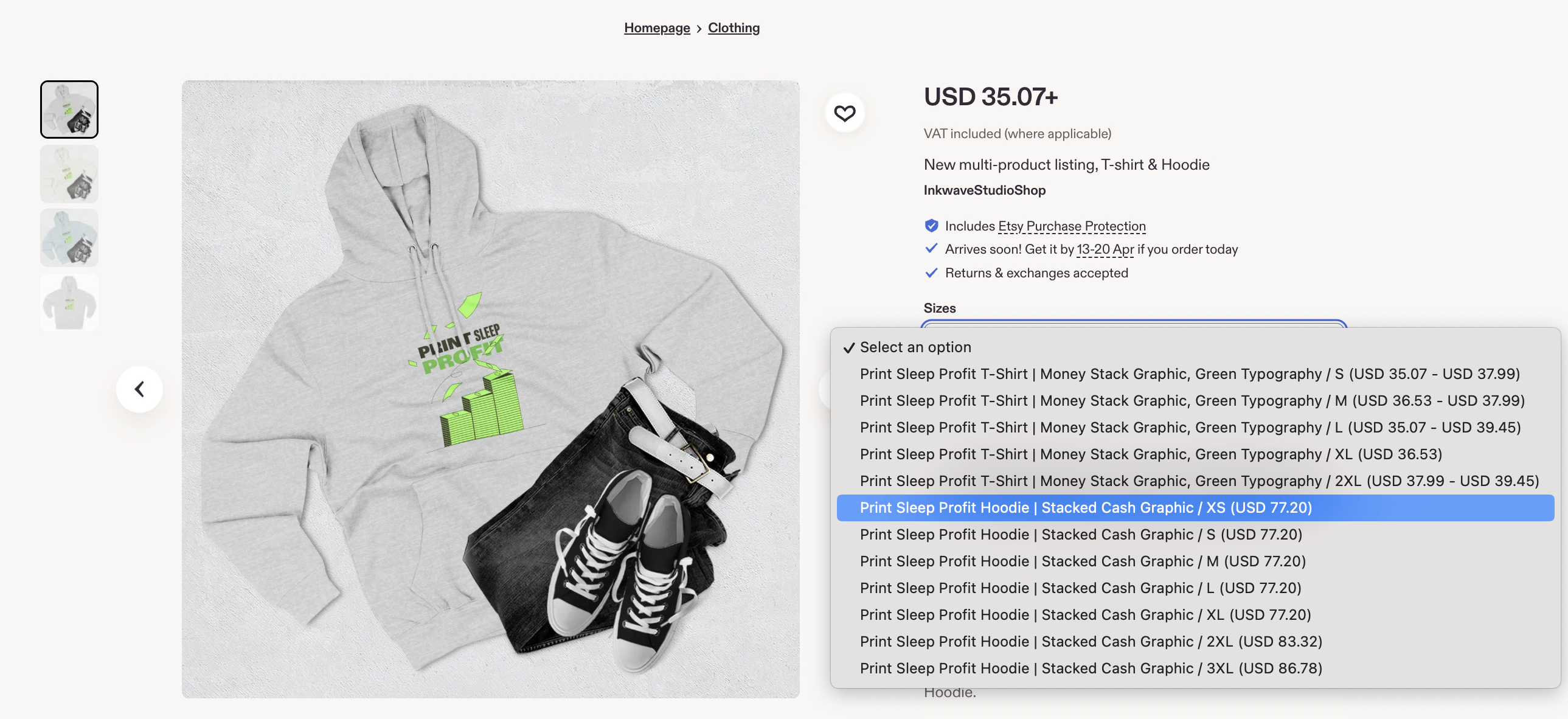 Example of a Multi-Product Listing.