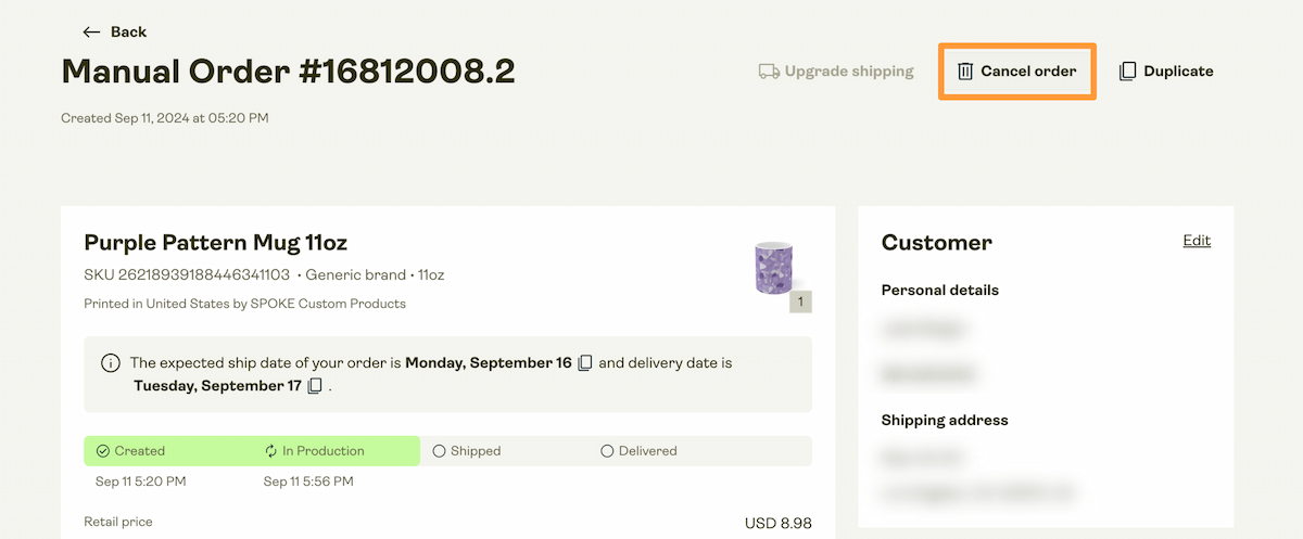 If the cancellation option is greyed out, it is no longer possible.