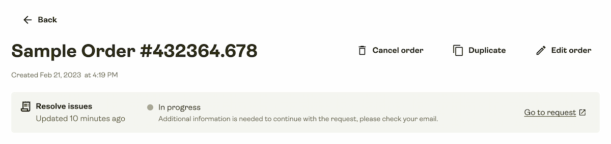 Support request status update.