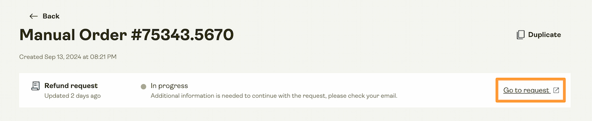 In progress support request.