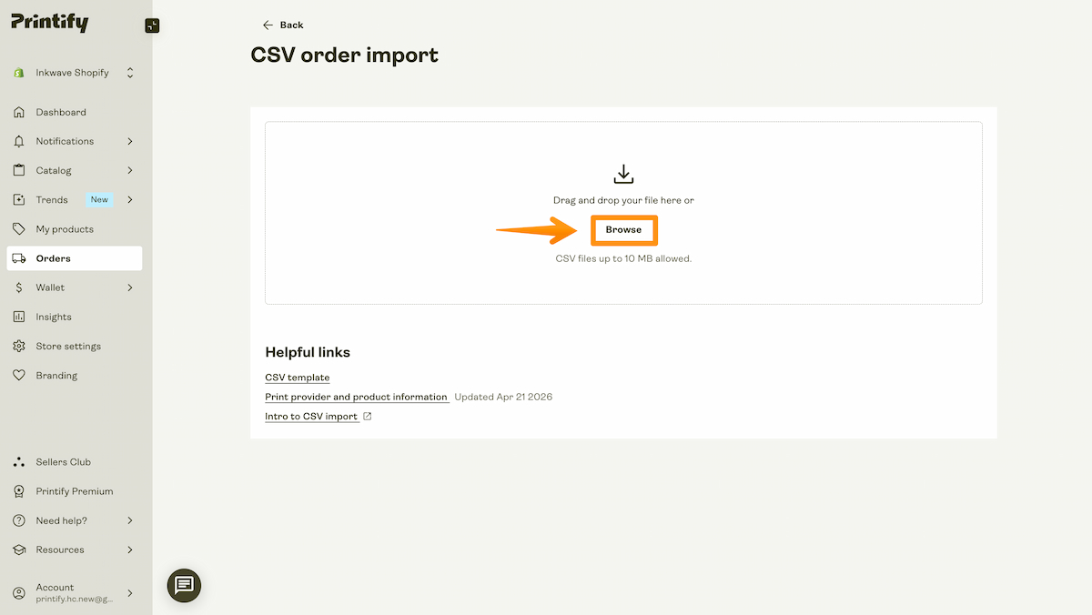 Click on Browse to upload the file.