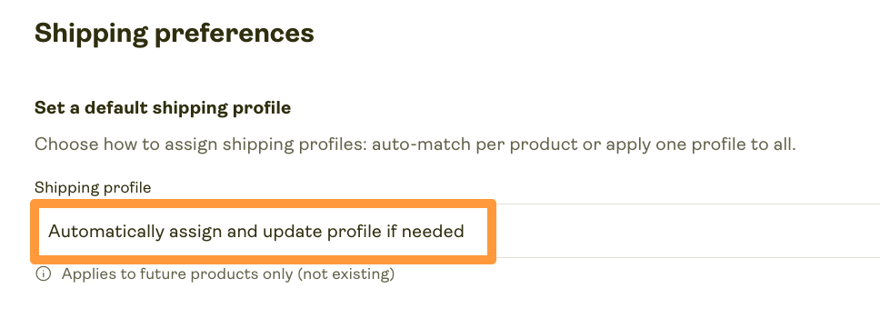Automatic shipping profile assignment option during product publishing.