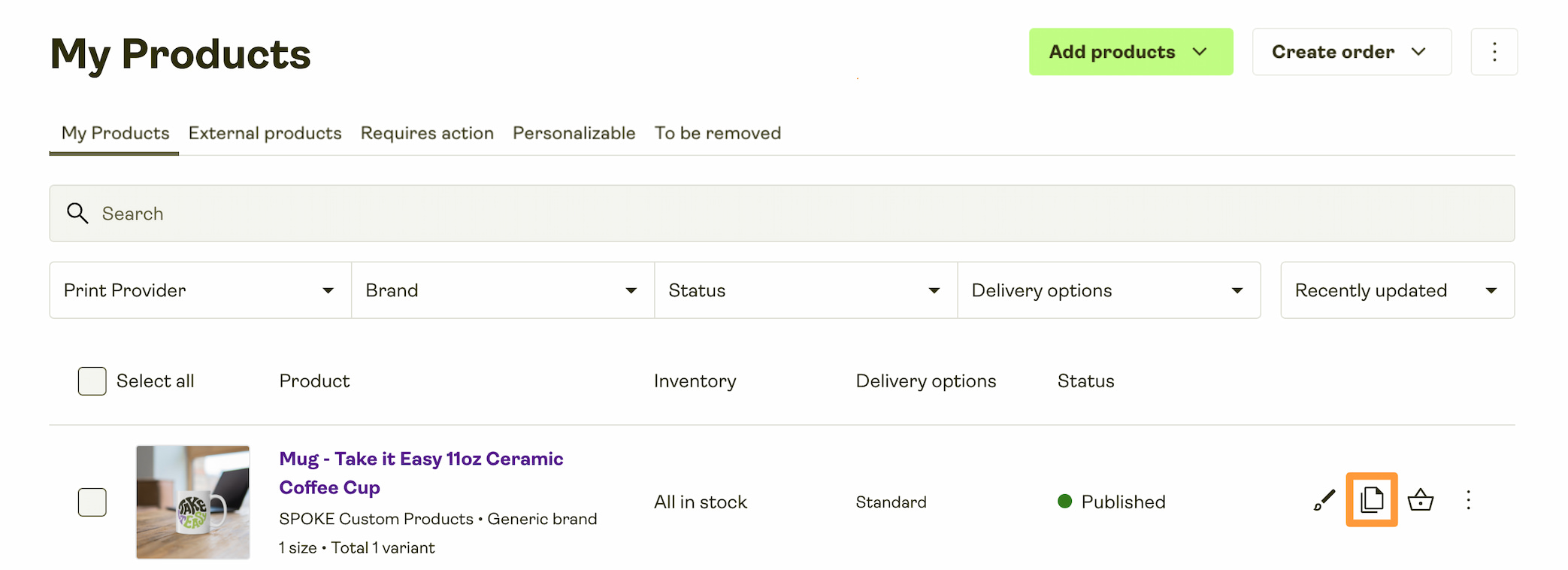 Create a duplicate product.