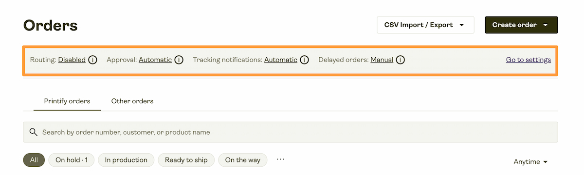 Orders section of your Dashboard.