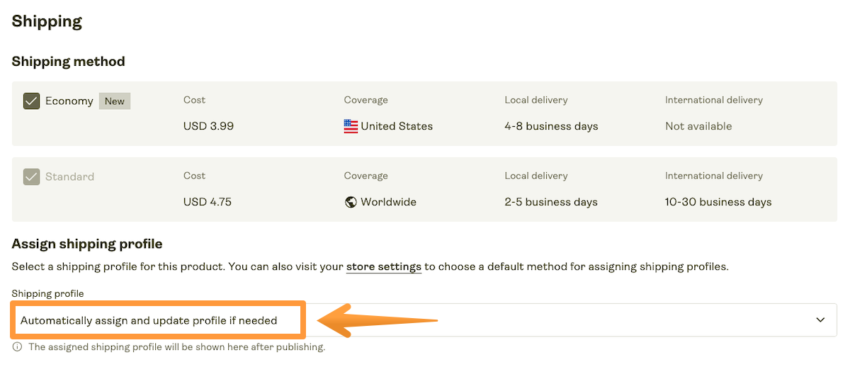 Automatically assign and update profile if needed option when publishing a product.
