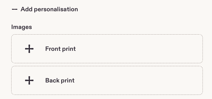 Image upload section in Etsy if multiple image layers are added.