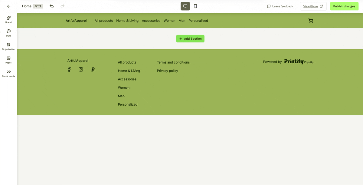 Adding a collection to Store Builder.