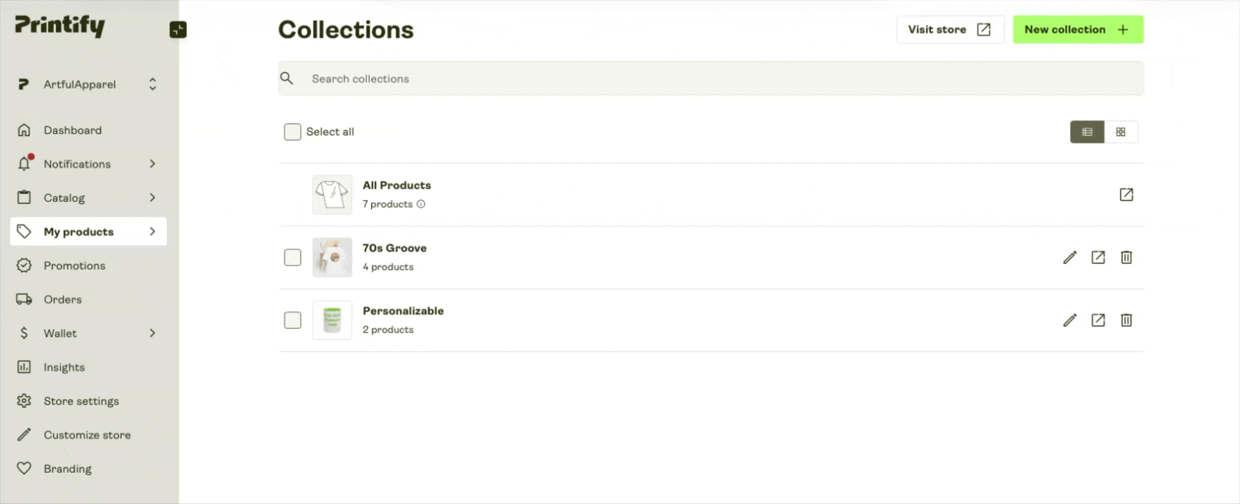 Rearranging products in All products collection with dragging and buttons.