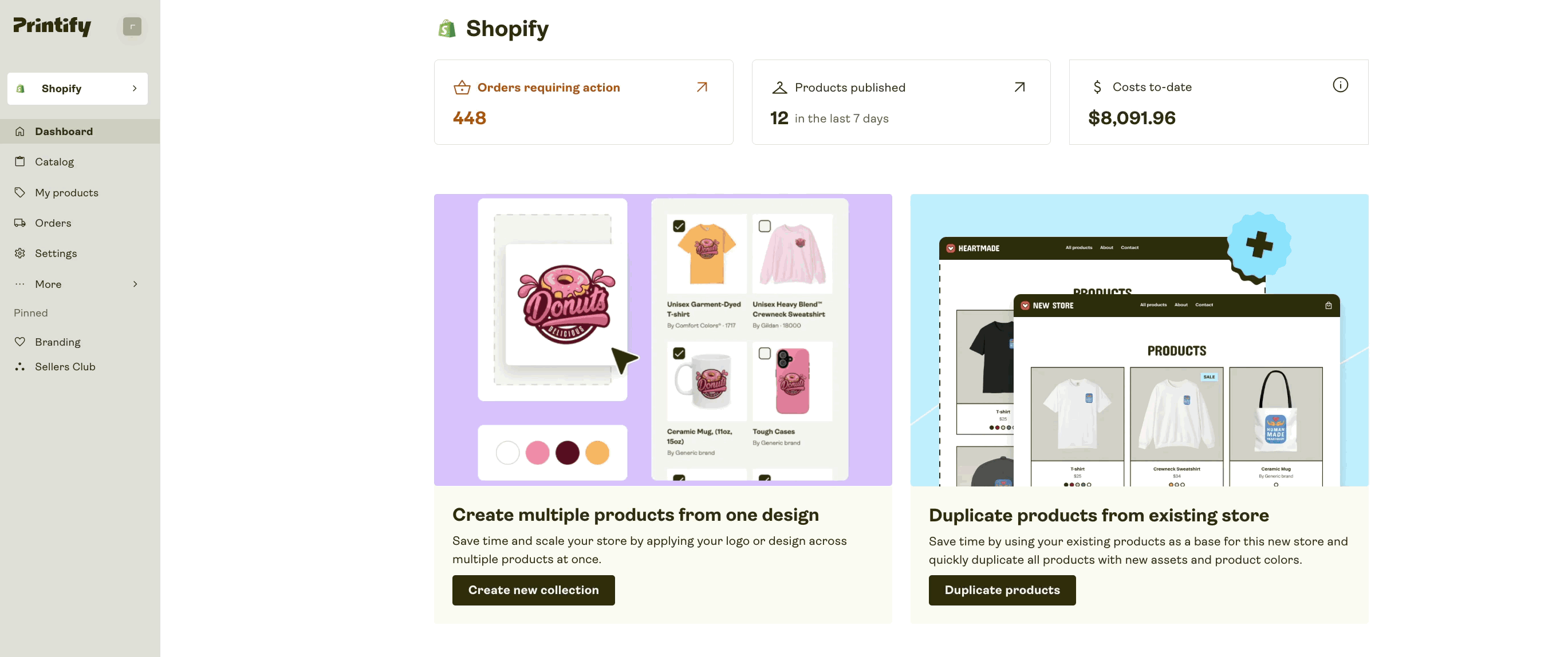 TikTok eligible section in the Printify Catalog.