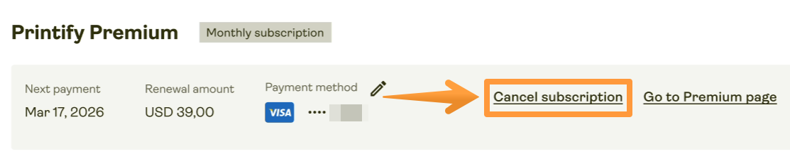 Cancel subscription button in the Wallet -> Payments page.