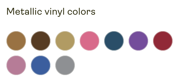 Available metallic print colors in Product Creator.