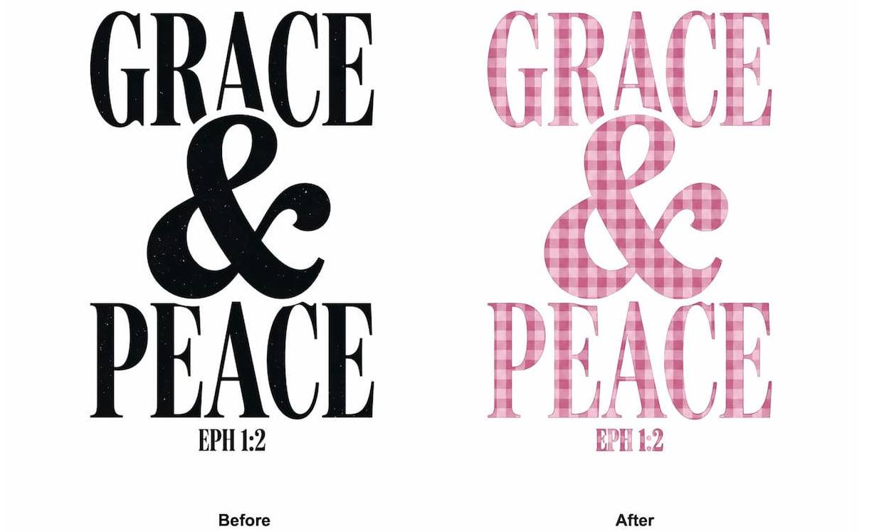 Side-by-side comparison of a Trends design before and after changing the design color.